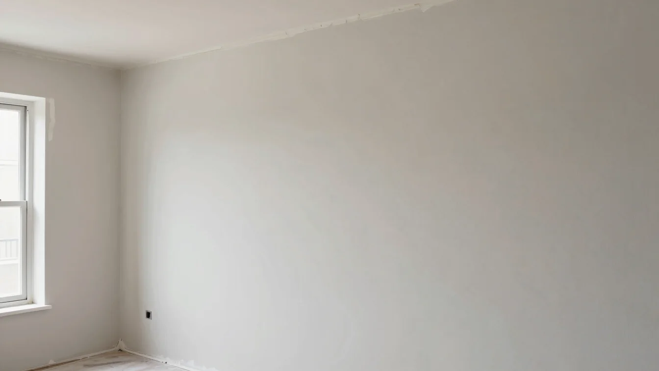Crisp interior paint lines on a newly finished wall under bright
